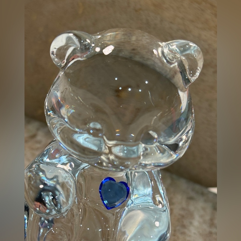 Vintage Fenton Art Glass Bear Figurine Blue Heart September Birthstone - Picture 4 of 6